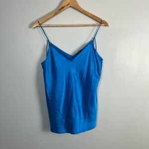 Paige bright blue 100% silk tie tank top size small